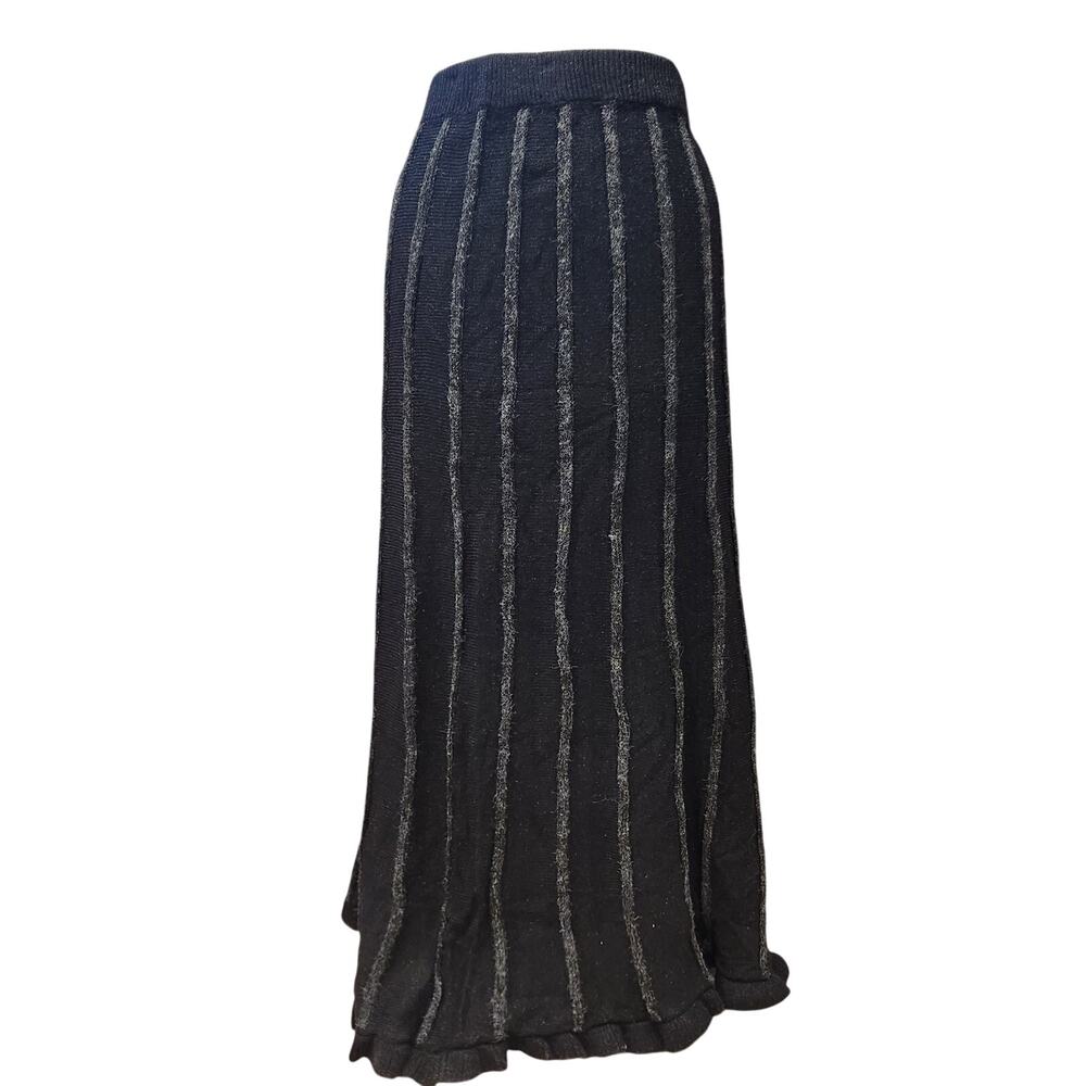 NWT ModeLia XL‎ Black And Grey Pleated Peasant Skirt Wool